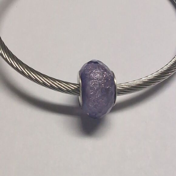 Purple‎ Glittery Charm for Pandora Style Bracelet - Picture 1 of 4